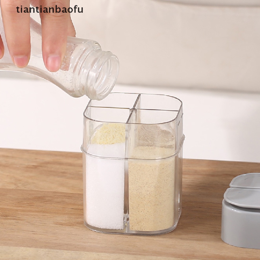 (tiantianbaofu) 4 In 1 Botol Dispenser Bumbu / Garam / Merica Transparan Untuk Camping