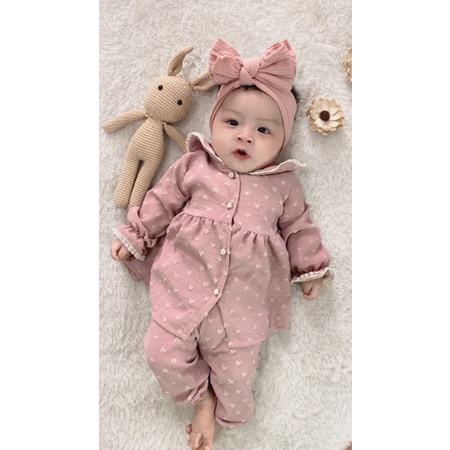 Setelan Baby Setelan anak perempuan Poppi/Bubble Gum One Set Crinkled Uragiri baju anak perempuan baju bayi perempuan setelan one set bayi rayon flowy  1 2 3 tahun