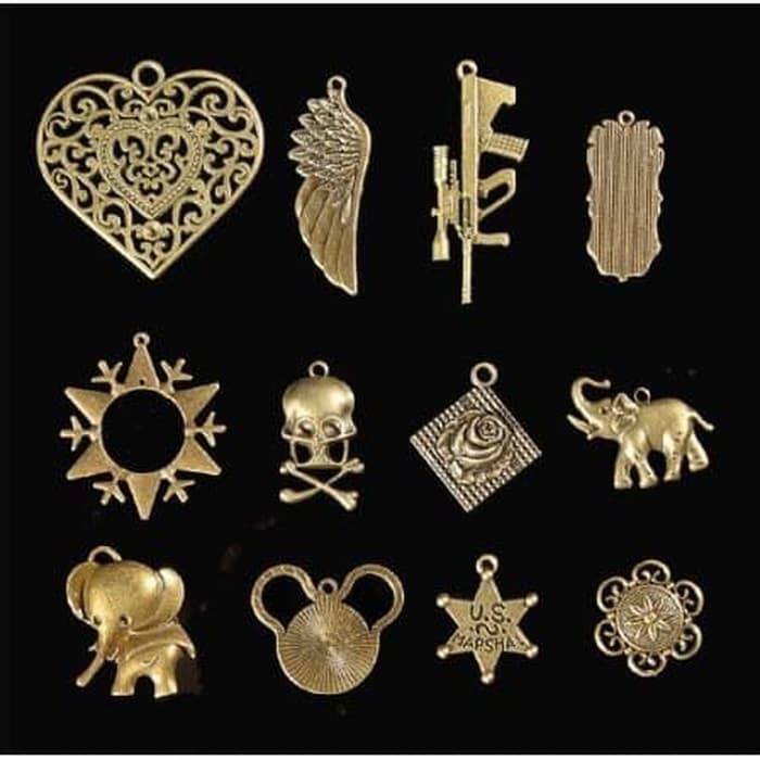 Antique Bronze Pendant Decor - Liontin Kuno Bentuk Campur (20pcs)