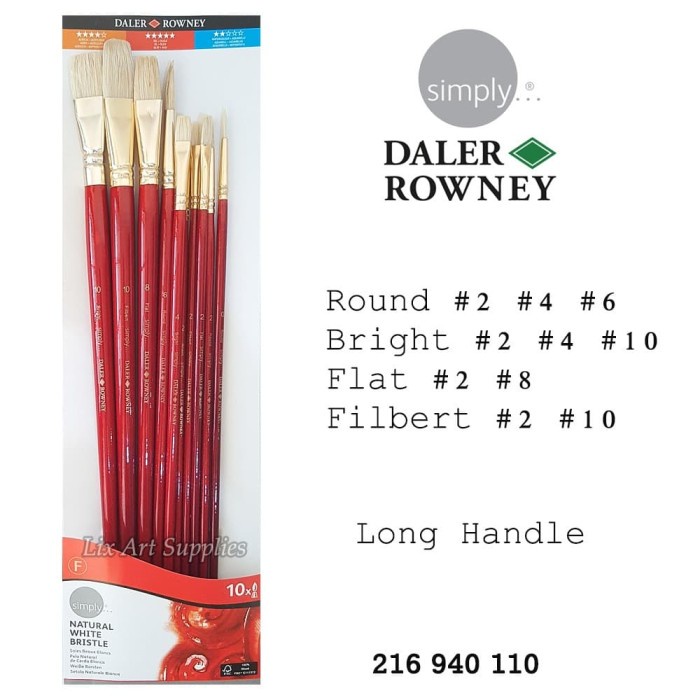

Daler Rowney Simply Oil Painting Brush Set 10 Natural Hair 216940110