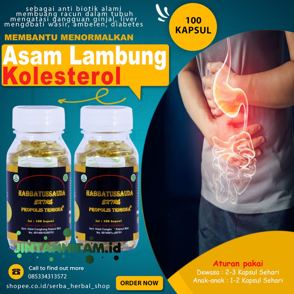 HABATUSAUDA HABBATUSSAUDA EXTRA PROPOLIS TRIGONA 100 KAPSUL OBAT HERBAL ASAM LAMBUNG KOLESTEROL
