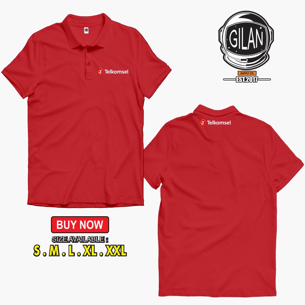 SAKAZUKI Poloshirt Kaos Baju Kerah Polo Shirt Telkomsel Logo Provider Vendor