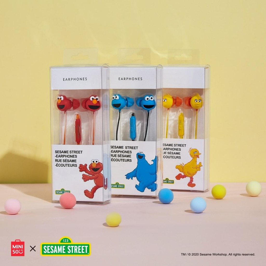Miniso official Sesame Street earphones / headset / earphone lucu