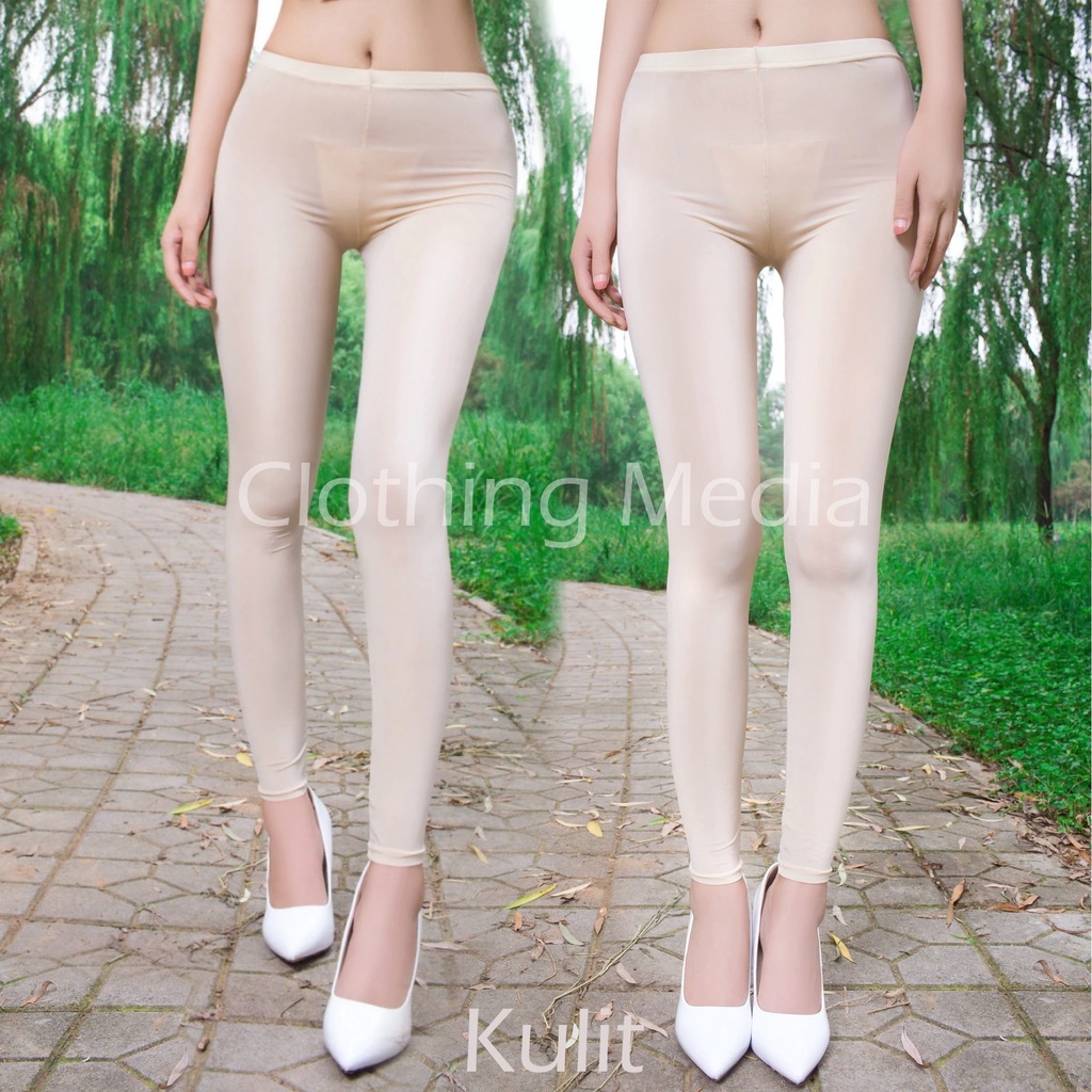 Legging Wanita Silky Pantyhose Footless Elastis Halus Lembut Semi Transparan