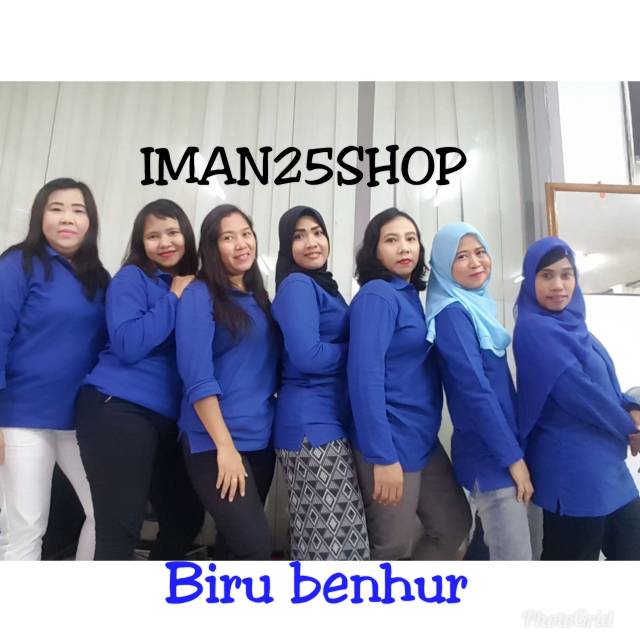 KAOS POLO SHIRT WANITA BIRU BENHUR