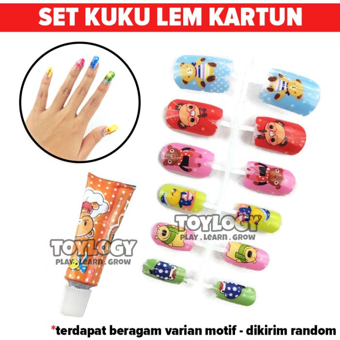 JUAL Mainan Anak Perempuan Cewek Lem Hiasan Kuku Palsu Kartun Nail Art