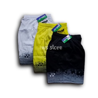 Celana pendek olahraga bulutangkis badminton yonex putih hitam kuning