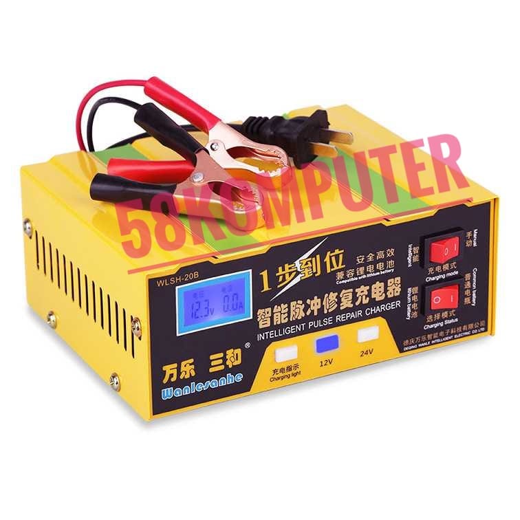 Charger Aki Mobil Motor 12v 20a Smart Intelligent Chip Lcd Indicator105w 12-24V 12A 200Ah With LCD