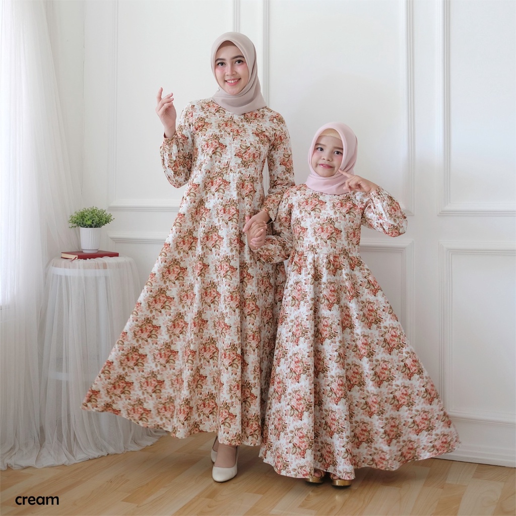 Gamis Dahlia Bahan Katun Jepang Premium - Gamis Dewasa Motif Bunga - Bisa Cod