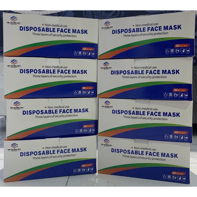 disposable protective mask earloop 3ply isi 50pcs