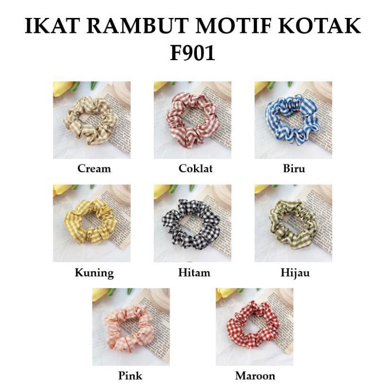 Ikat Rambut Jaring Ikat Rambut Wanita Anak Motif Kotak Vintage Fashion Korea Kekinian Karet Ikat Rambut Scrunchie