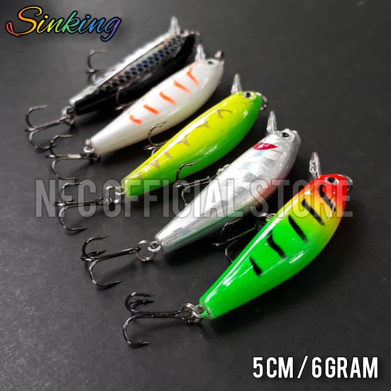 Lure Minnow Sinking 5 cm / 6 gram, BEST KILLER ACTION Kualitas Premium, Rekomendasi untuk Ultralight casting