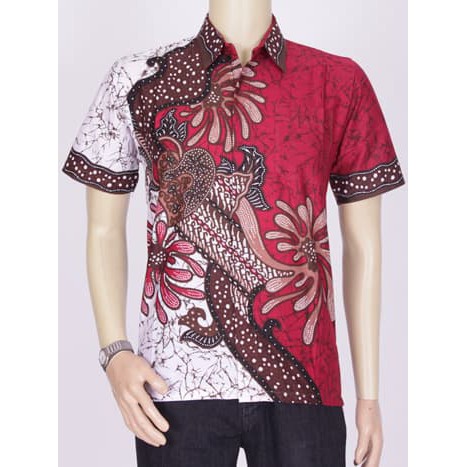 Baju Kemeja Batik Exlusif Pekalongan || Distro Batik Bandung 2617 - Merah, L