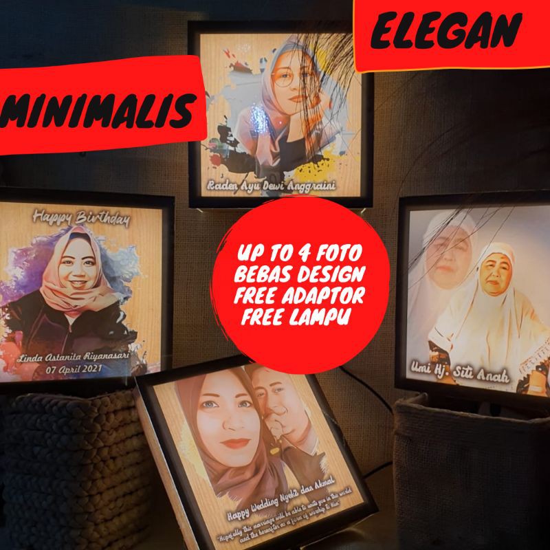 Custom Foto Hadiah Lampu Hias Dinding Wisuda Pernikahan Anniversary