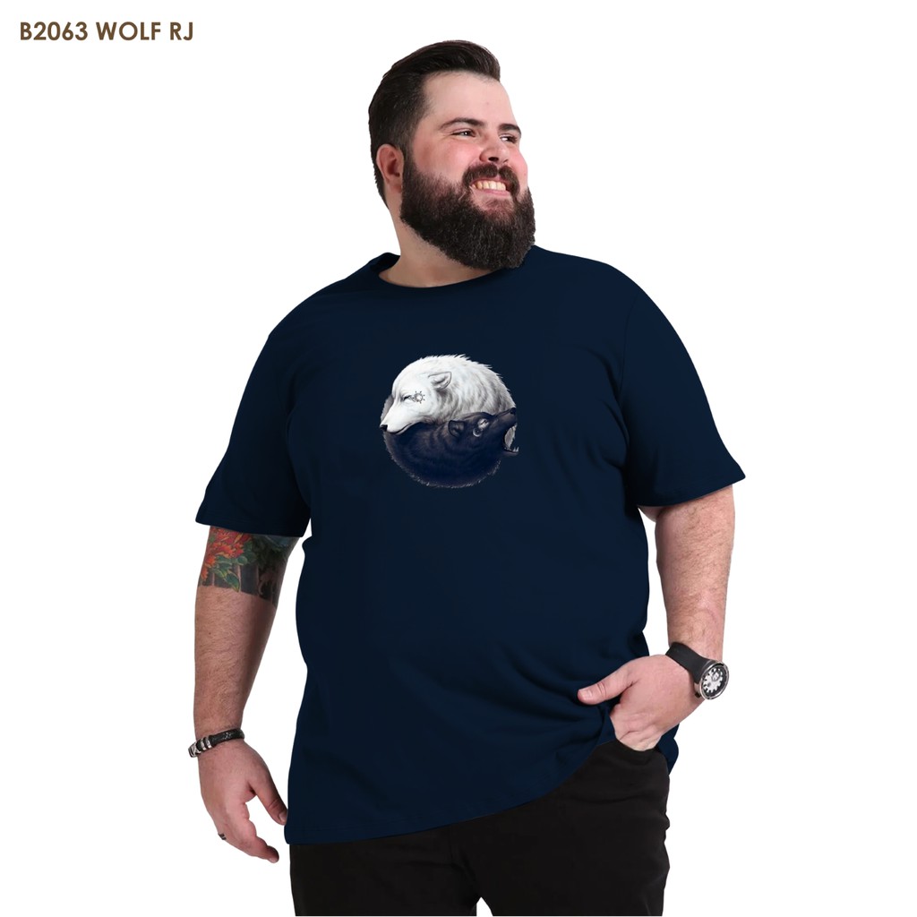 KAOS PRIA DEWASA UKURAN JUMBO B2063 WOLF RJ