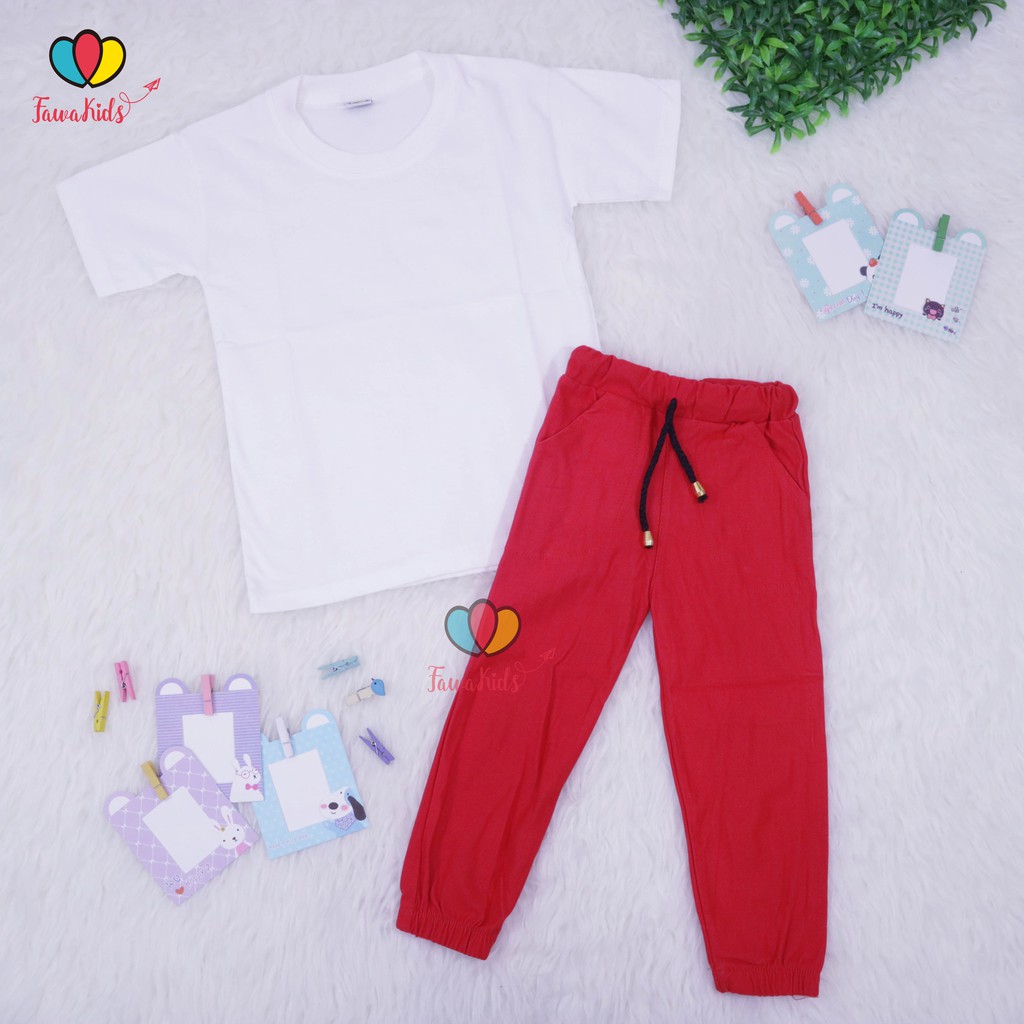 Setelan Merah Putih uk. 2-8 th - Jogger Anak &amp; Kaos Oblong Anak - Kaos anak - Jogger Pants Celana