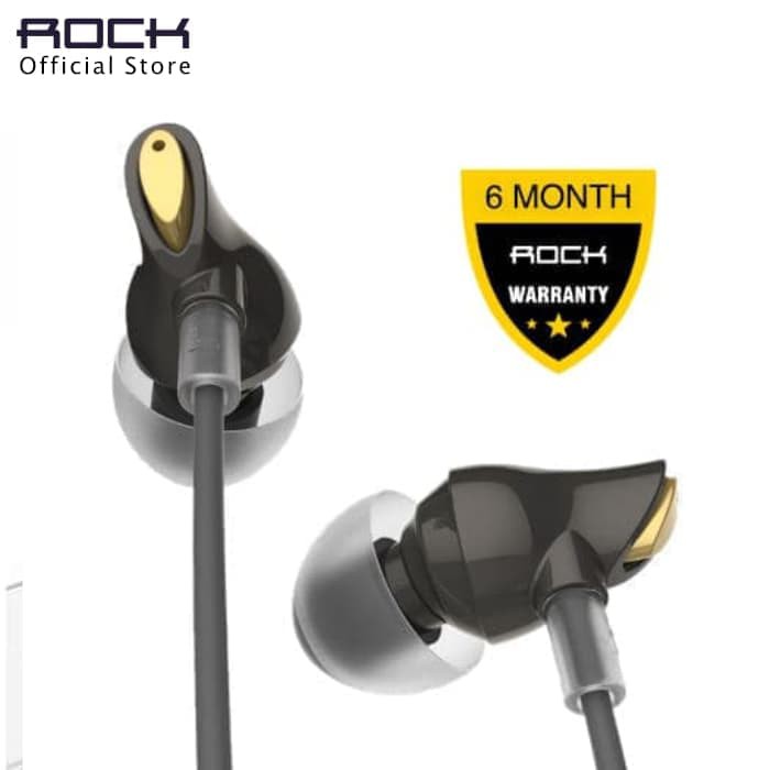 ROCK Original Zircon Stereo Earphone with Microphone - Hitam