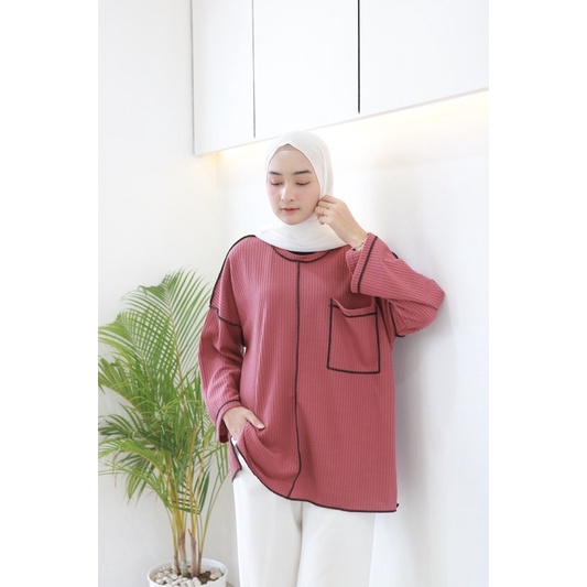 BUBA BASIC (Ld 120) - Atasan Blouse Polos Bahan Wafer Oversize