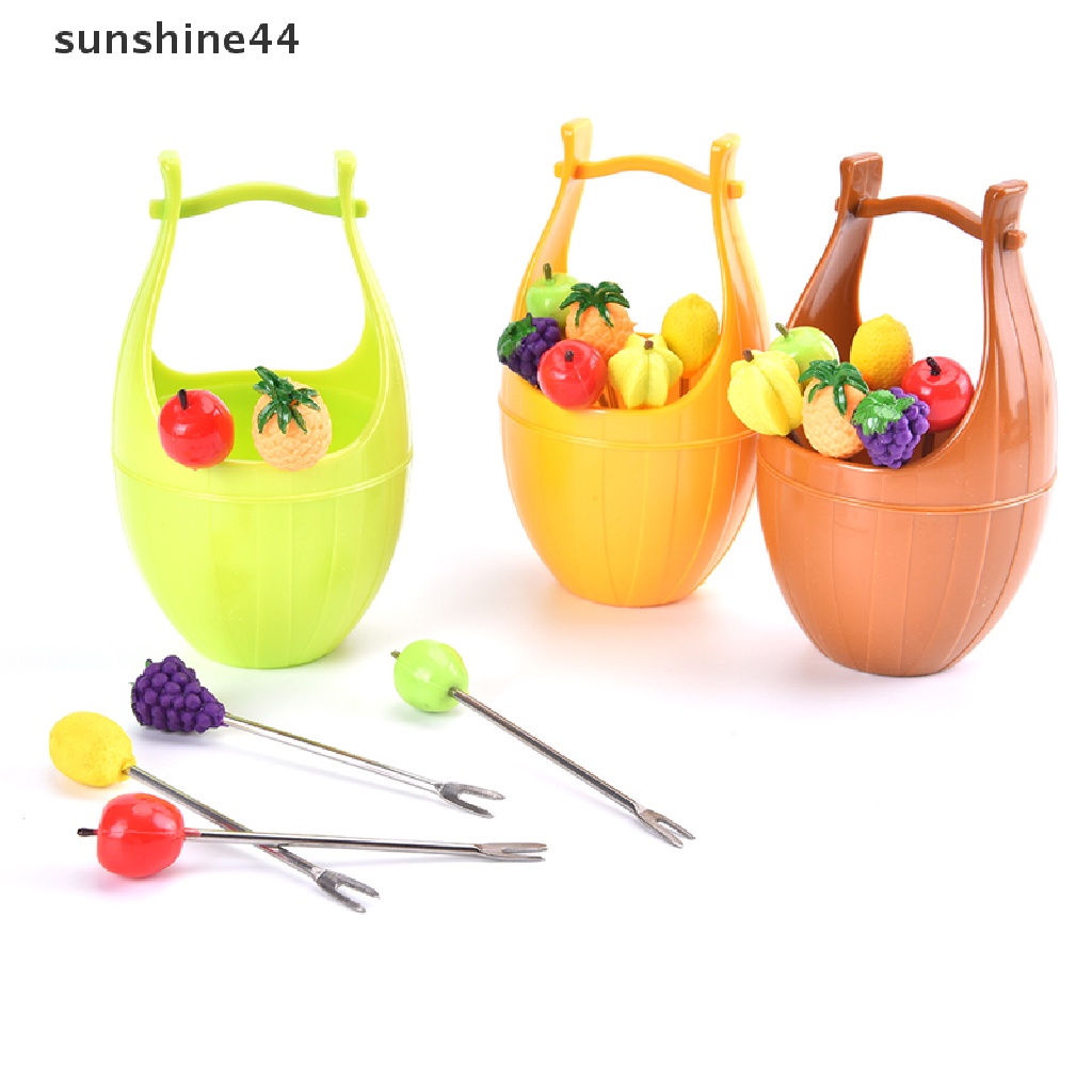 Sunshine 6pcs Tusuk Buah / Kue / Dessert Untuk Pesta Anak