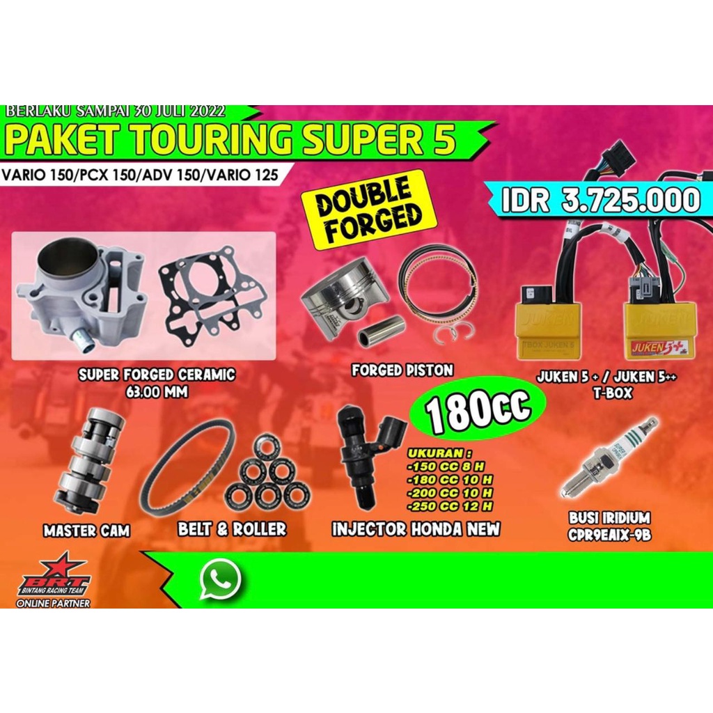 Paket BoreUp BRT Paket Touring Honda Vario 150 / PCX 150 / ADV 150