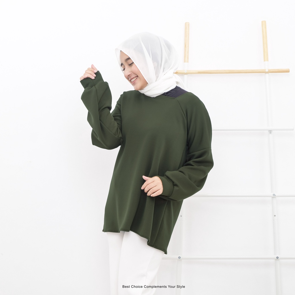 Kalani Top Atasan Wanita Basic Bahan Scuba Polos By Mahyra