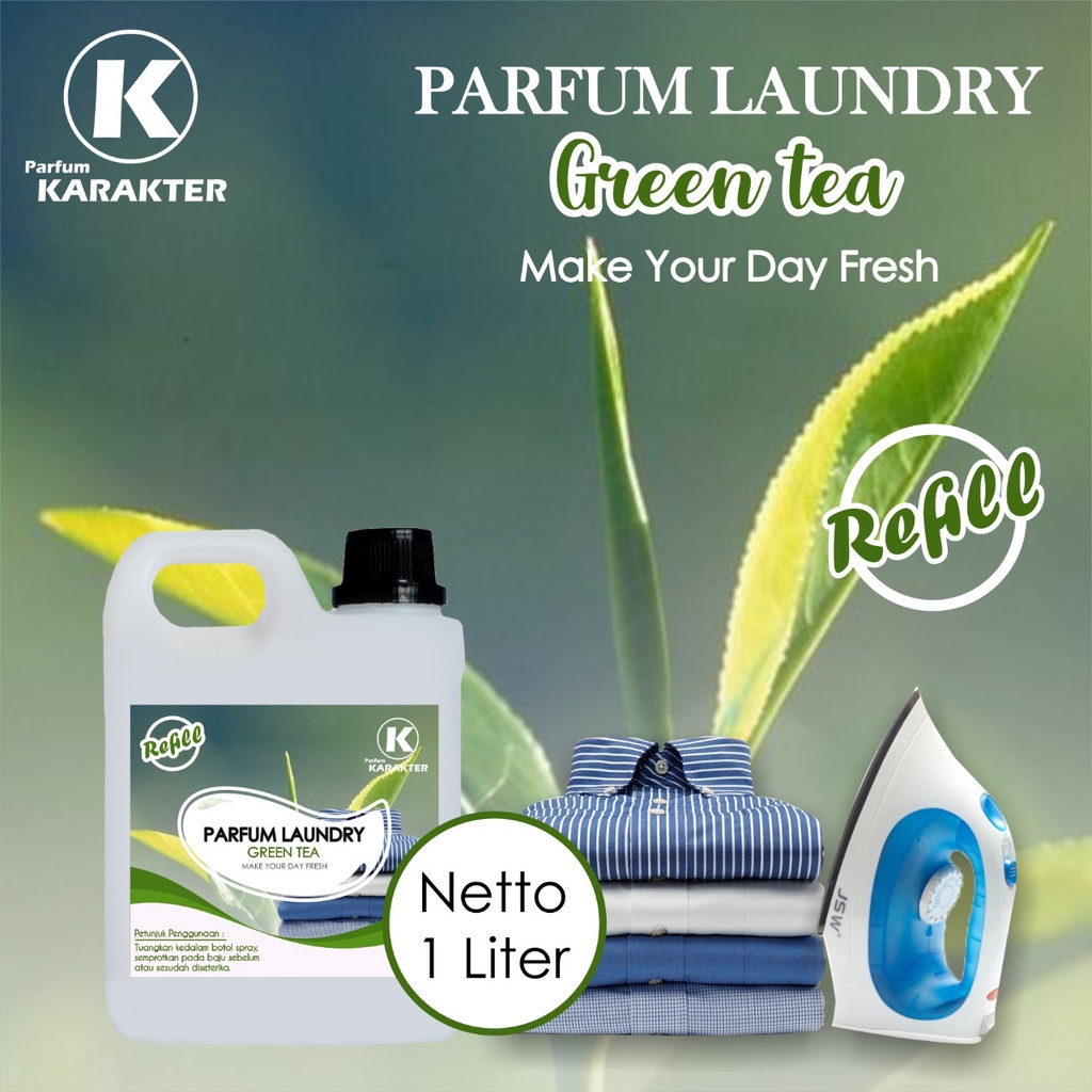 PARFUM LAUNDRY / PENGHARUM PAKAIAN AROMA GREENTEA 1LITER BEST SELLER - ORIGINAL