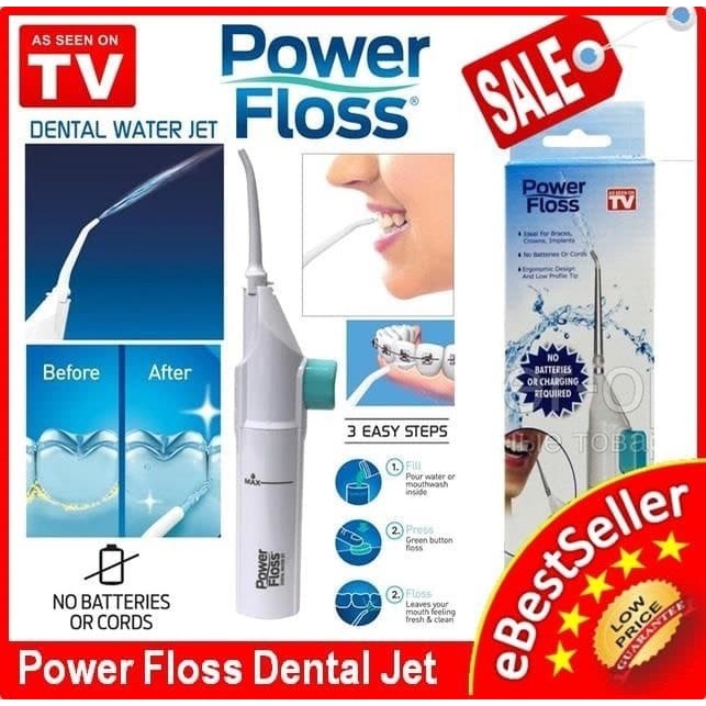 POWER FLOSS ALAT PEMBERSIH KARANG GIGI PEMUTIH DENTAL SEMPROT AIR JET TERBAIK