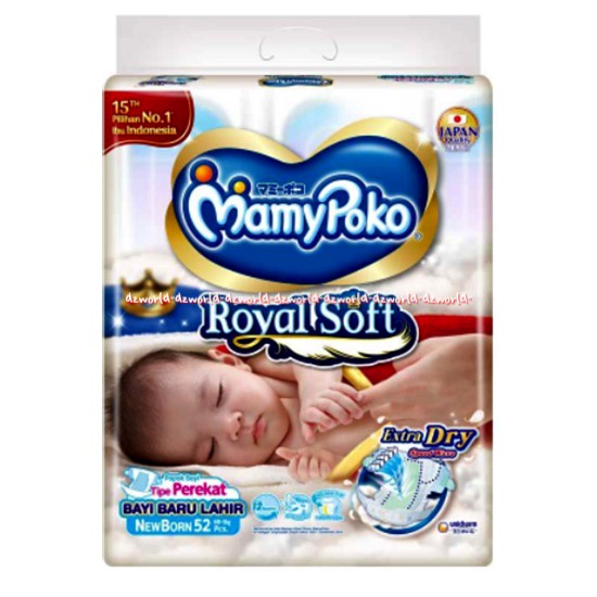 Mamypoko Royal Soft Dry NB84 Popok Bayi Perekat Mamy Poko Tape NB 84 Mamipoko Mami Poko Diaper Bayi Anak Ukuran Bayi Baru Lahir New Born 84 pcs Royal Soft Dray