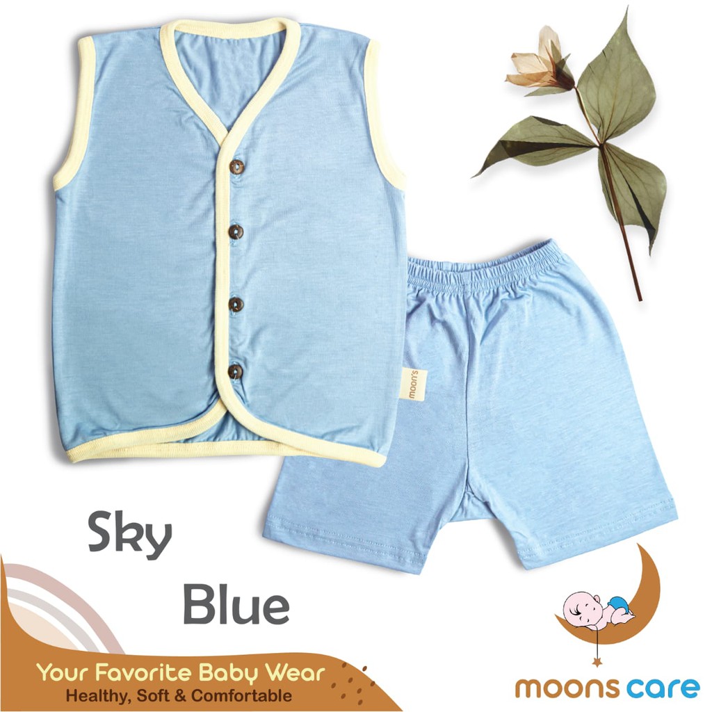 SML Moons Stelan kancing Kutung Polos Baju kutung celana pendek STELAN Moon's baju bayi baju moons