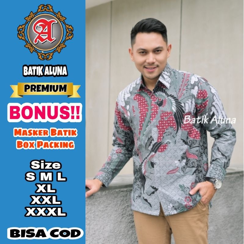 Baju Batik Pria Premium Lengan Panjang Full Furing Batik Solo Pekalongan Batik Reguler Batik Aluna P