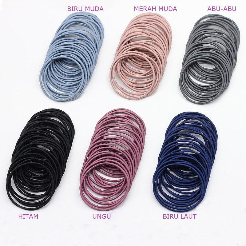 [ DAPAT 4 BIJI ] IKAT RAMBUT KOREA POLOS WARNA IMPORT/ PONYTAIL KOREA /KARET GELANG RAMBUT MURAH