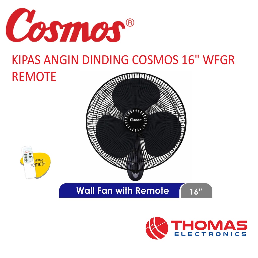 Kipas Angin Dinding Remote Cosmos 16 inch 16 WFGR COSMOS 16WFGR Garansi