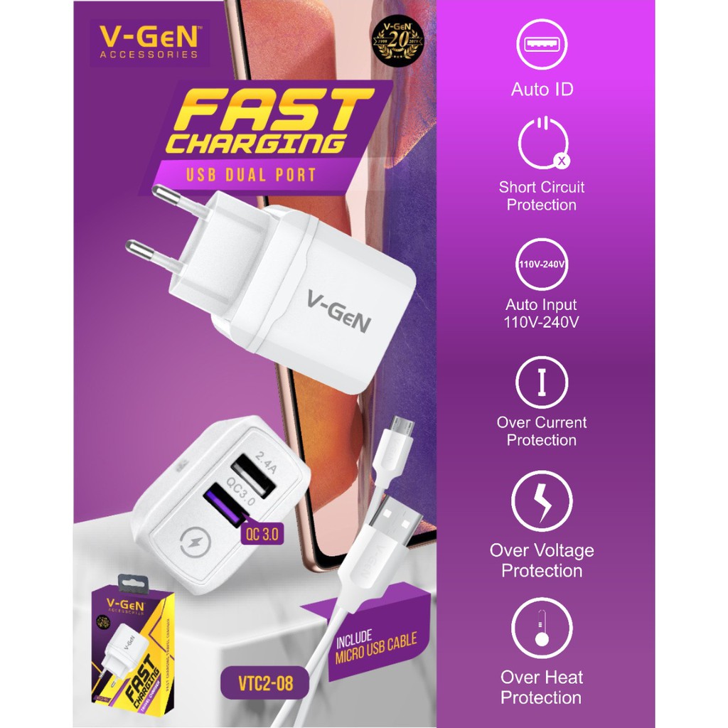 CHARGER V-GEN 2 USB VTC2-08 QUALCOMM 3.0