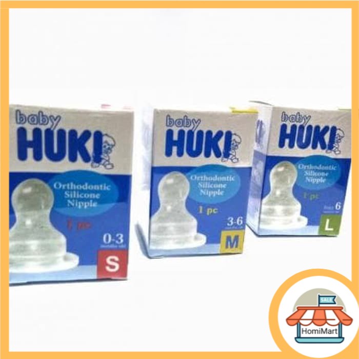 HUKI Dot Gepeng Dot Bulat Orthodontic Silicone Nipples isi 1 dan isi 3 DOT Bayi