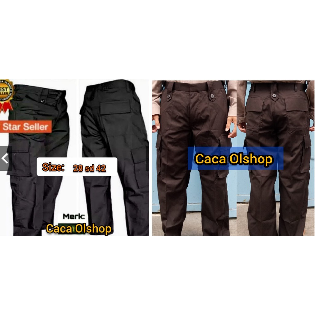 SKD CELANA PDL HITAM COKLAT RIPSTOK BRIMOB LAPANGAN CARGO LATIHAN HIKING GUNUNG OUTDOOR KARGO