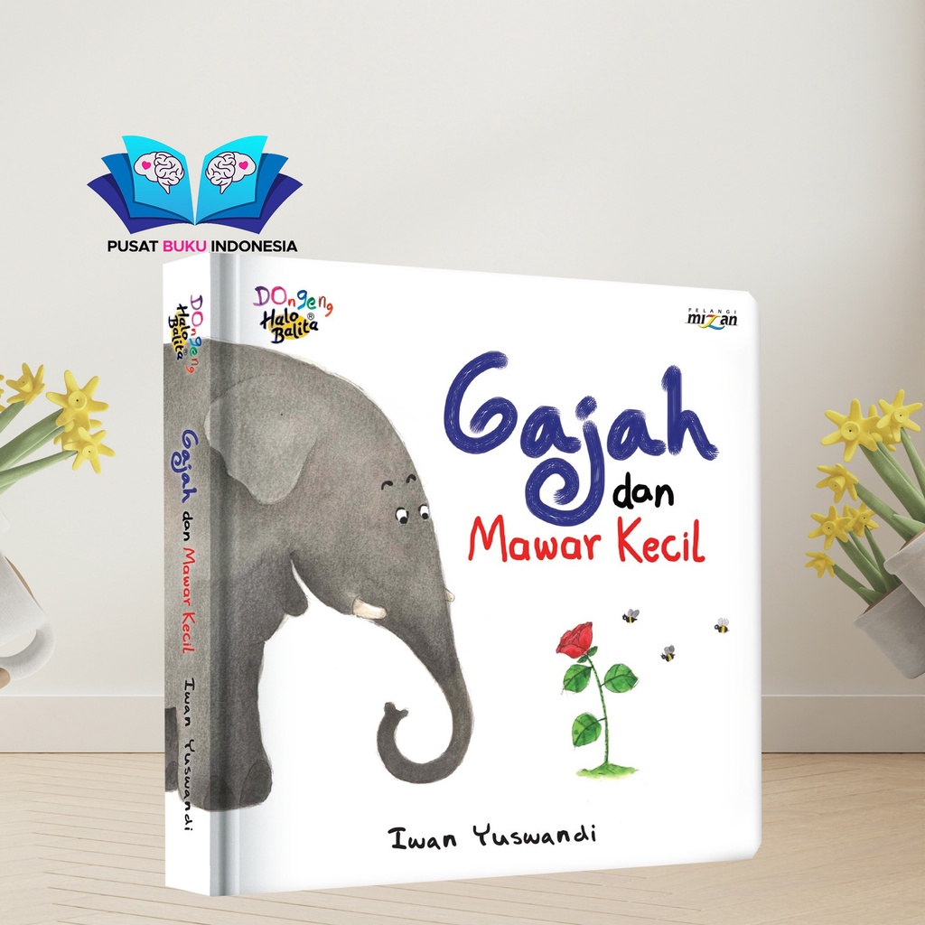 BUKU AKTIVITAS ANAK BALITA BELAJAR DONGENG CERITA GAJAH DAN MAWAR KECIL ANAK TK PAUD BOARD BOOK
