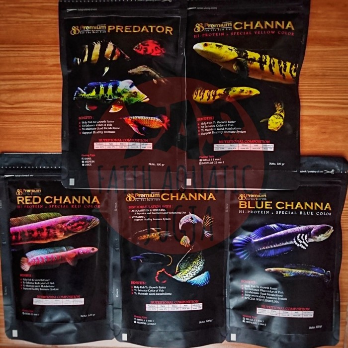 Pakan Ikan Pelet 88 Premium RED BLUE YELLOW MAXI CHANNA PREDATOR - Fatih Aquatic Jogja