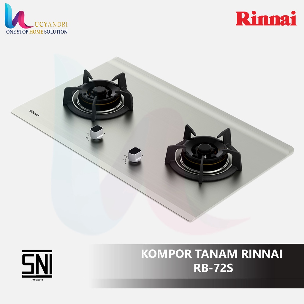 Built-in Gas Hob Rinnai Kompor Gas Tanam 2 Tungku Rinnai RB 72 S