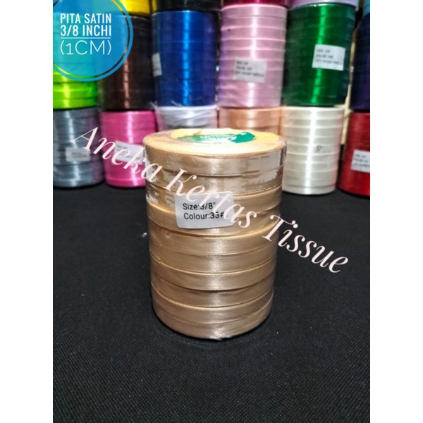 

Pita Satin 1 cm per roll 25 yard / Pita Satin 3/8 inchi per roll - Cream