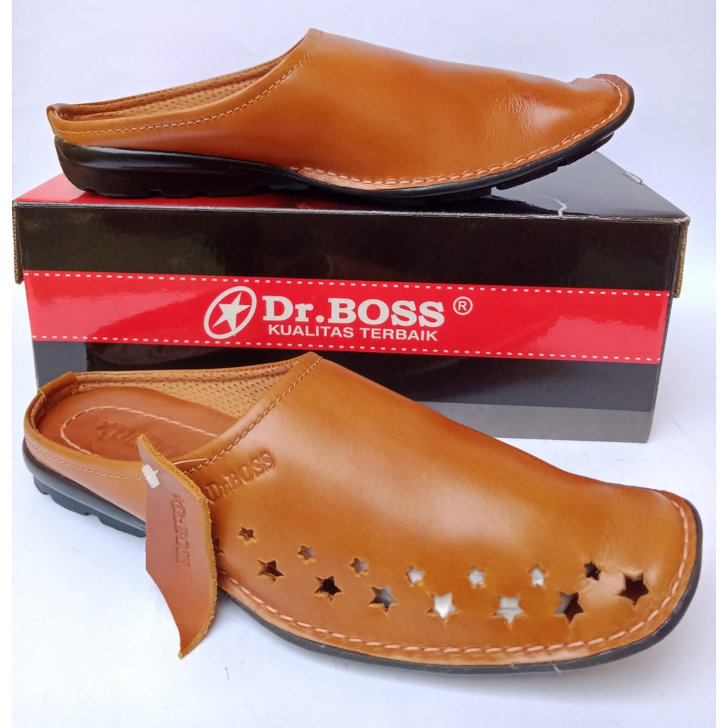 Selop pria kulit sapi asli original DR BOSS casual kasual terbaru terlaris murah slop slip on COD