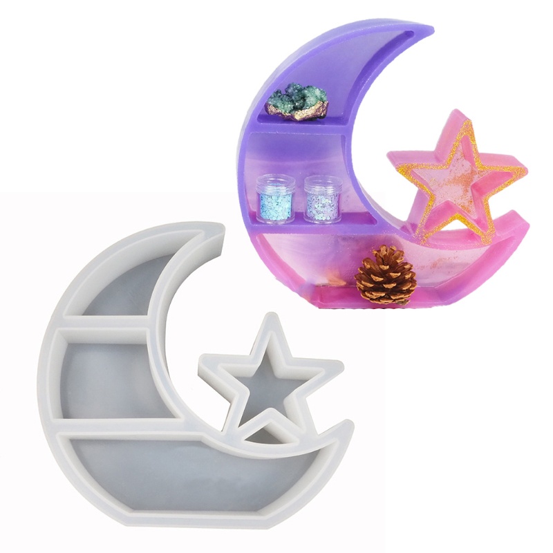 SIY  Large Crescent Moon Tray Resin Mold Moon Star Shelf Crystal Display Tray Jewelry Plate Resin Casting Molds Craft Tools