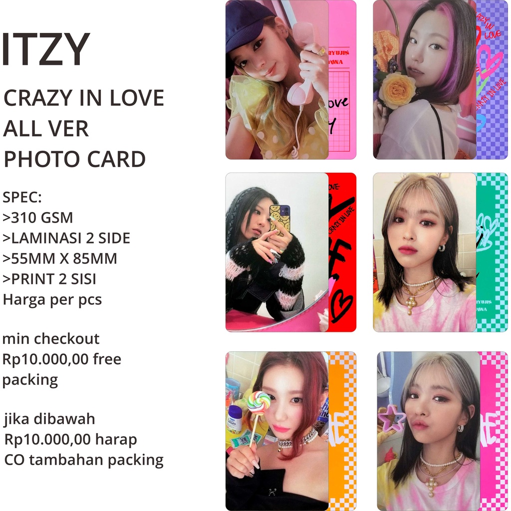 photocard itzy CRAZY IN LOVE PHOTO CARD UNOFFICIAL