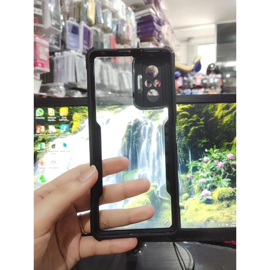 Anti Shocking Redmi Note 10 Pro 6.67 Inchi Hardcase Fusion List Hitam Acrylic Case