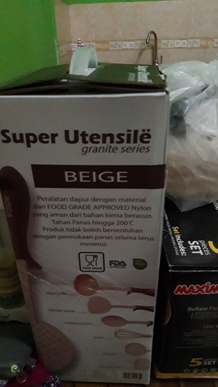 Bolde Super Utensile Granite Series 7 Pcs Spatula Set Alat Masak Beige