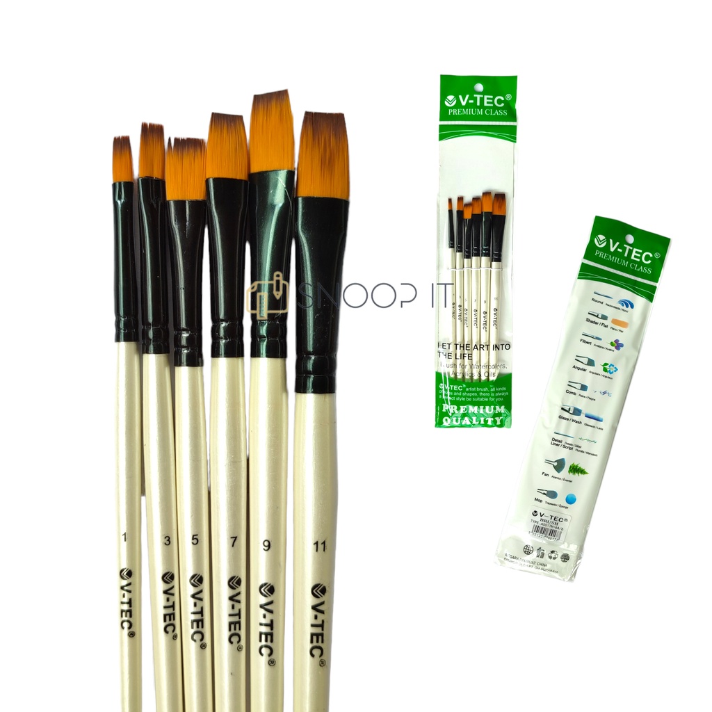 

V-Tec Brush Bahan Nilon A0017H Set 6 / Vtec Kuas Bahan Nilon Flat/ Kuas Lukis – Set6 SHSNP