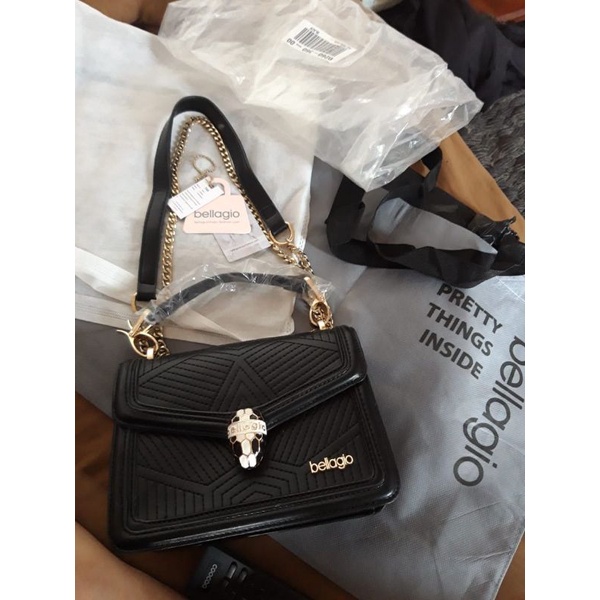 harga promo 6.6 preloved tas rantai bellagio art 360 hitam/black