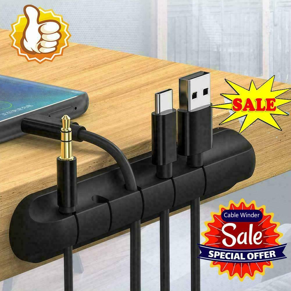 Cable Organizer Silicone USB Cable Winder Desktop Tidy Management Clips Cable Holder