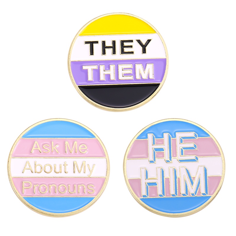 Bros Pin Desain He / She Untuk Aksesoris Pakaian