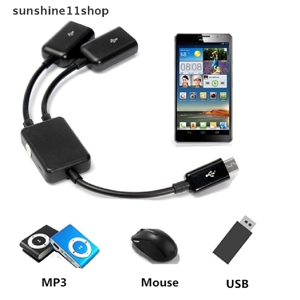 Sho Kabel Adapter Dual Micro USB OTG Hub Host Untuk Tablet / PC / Smartphone