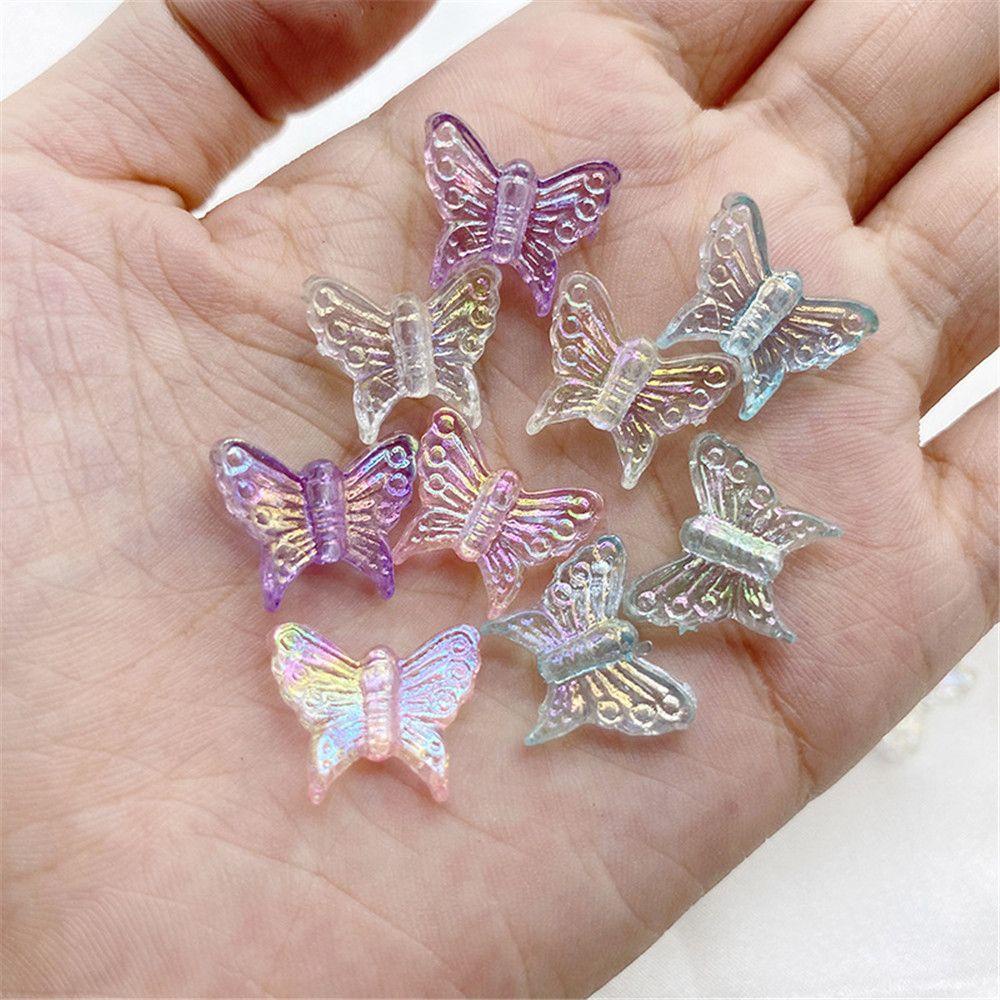 R-flower 100Pcs/Bag Butterfly Shaped Charms Temuan Perhiasan Dekorasi Kalung Gelang Warna Akrilik